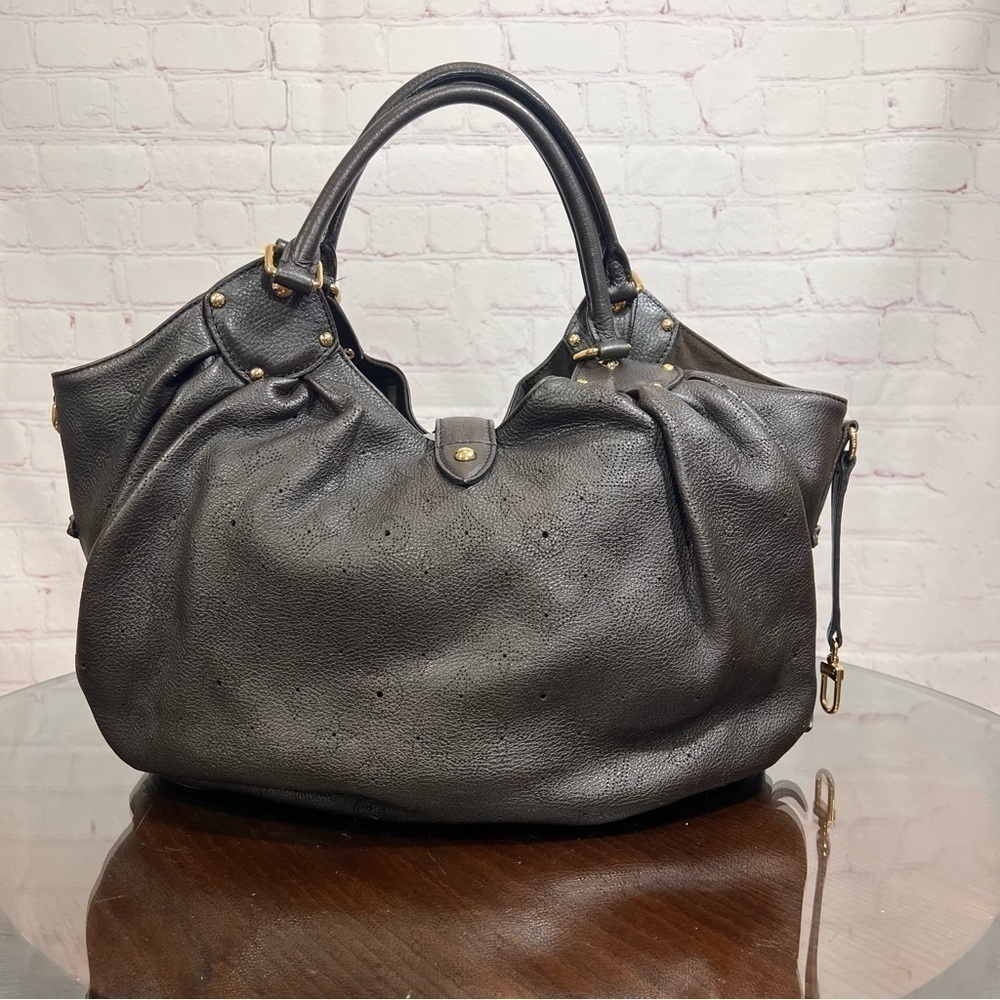 LOUIS VUITTON Perforated Mahina Leather investment bag in color Chocolat. EUC - Picture 1 of 16